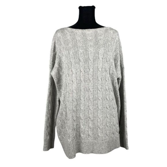 Ralph Lauren Sport Gray Cable Knit Wool High Neck Sweater - Women’s M - Picture 1 of 7
